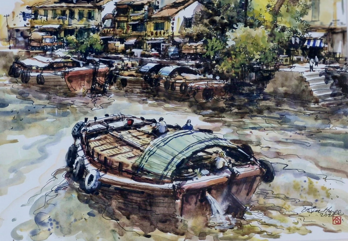 Bumboat by the Singapore River