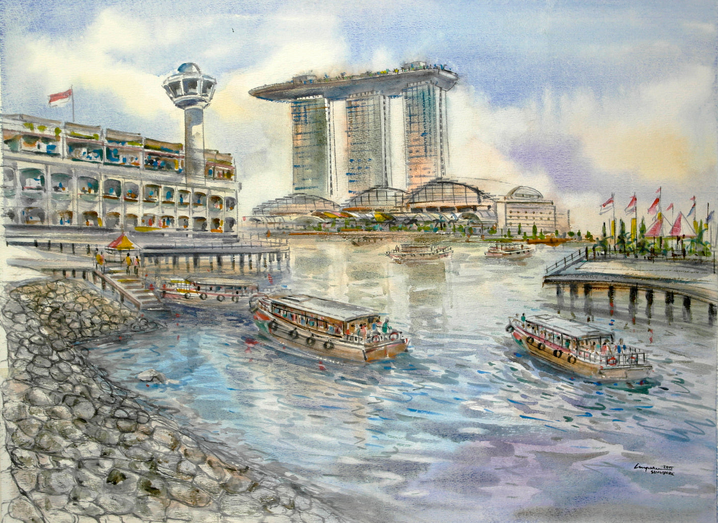 Old Customs House & Marina Bay Sands (2015.196)