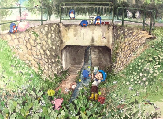 Catching Guppies in Longkang