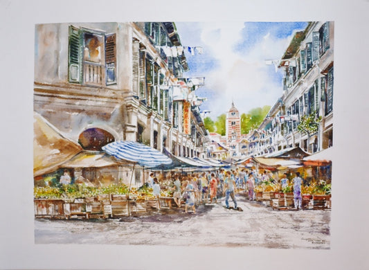 Hock Lam Street and the Central Fire Station in the 1950s (2002.787)