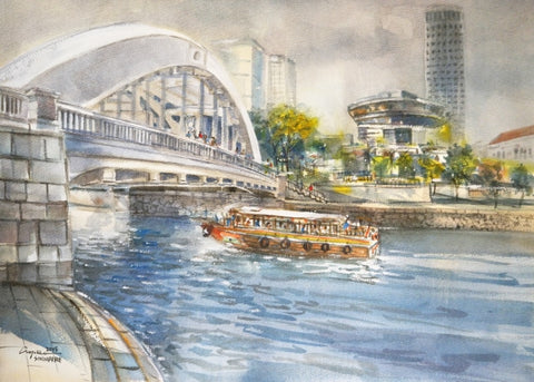 Singapore River View with Elgin Bridge & Supreme Court (2015.259)