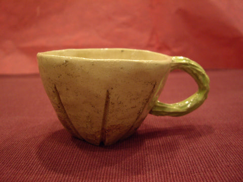 Handmade Cup with Handle and Saucer