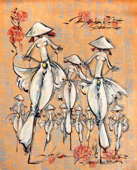 Butterfly Ladies (Peach Background)