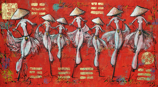 Butterfly Ladies (Red Background)