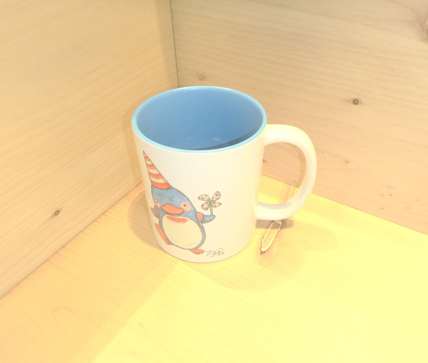 My Penguin Holds a Paper Toy Windmill! (Limited Edition Mug) Blue Interior